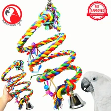Bonka Bird Toys 1961 Large Rope Coil Charm Swing Boing Perch Swivel Parrot Cage