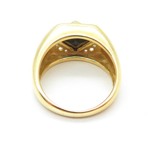 HAN 925 Sterling Silver Gold Plated Real Black Spinel & White Topaz Ring Size 10 - Picture 5 of 9