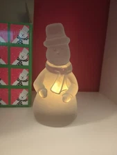 Vintage Toscany Collection Snowman Frosted Glass Votive Candle Holder in Box