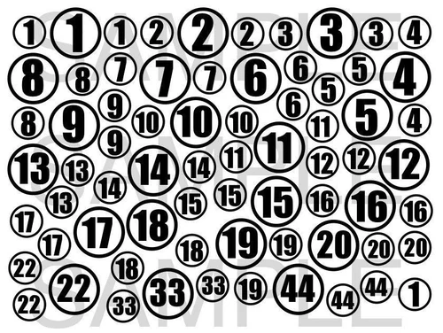 1:64 RACING NUMBERS  WATER-SLIDE DECALS FOR HOT WHEELS, MATCHBOX, SLOT CAR: