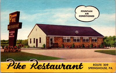K12/ Springhouse Pennsylvania Postcard c50s Pike Restaurant Route 309  528