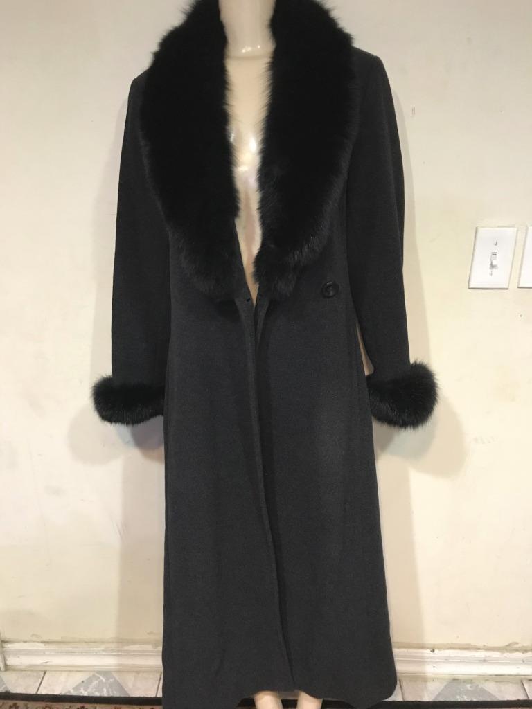 Marvin Richards women's Church winter black fox fur lambswool long