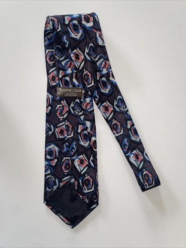 Pietro Di Como 100% Silk Neck Tie Plum w/Black Multi Abstract Custom Made 4”x55” - Picture 4 of 5