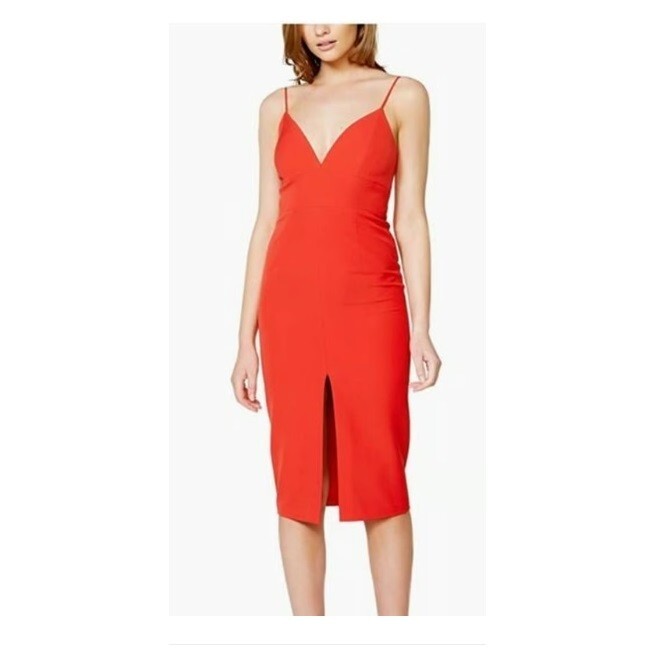 Bardot Womens S Fire Red Slit Front Midi Dress NWT BD34 | eBay