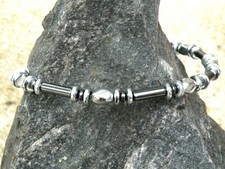 100 Black n Silver Magnetic Hematite Bracelet Anklet Necklace 1 Rw USA Handmade