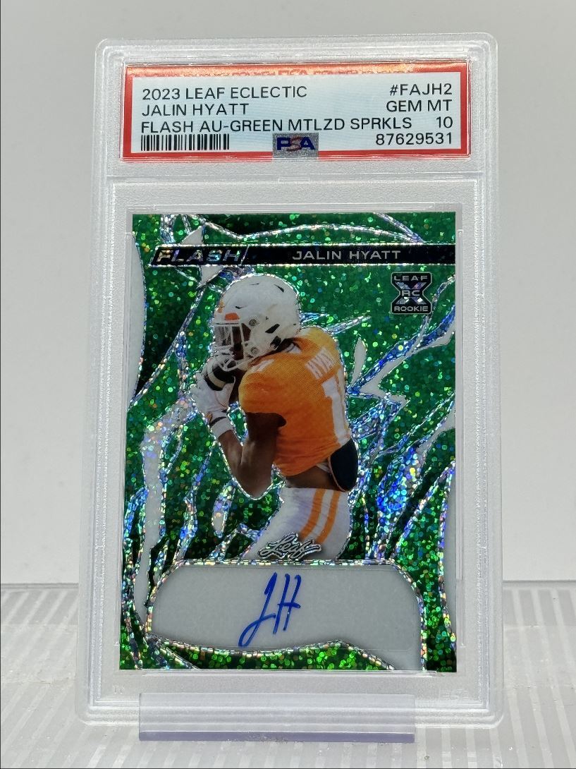 Jalin Hyatt Leaf Eclectic Flash Autographs #FAJH2 Green Metalized Sparkles