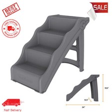 Foldable Pet Stairs 4 Non-slip Steps Dog Ladder With Support Frame for High Bed