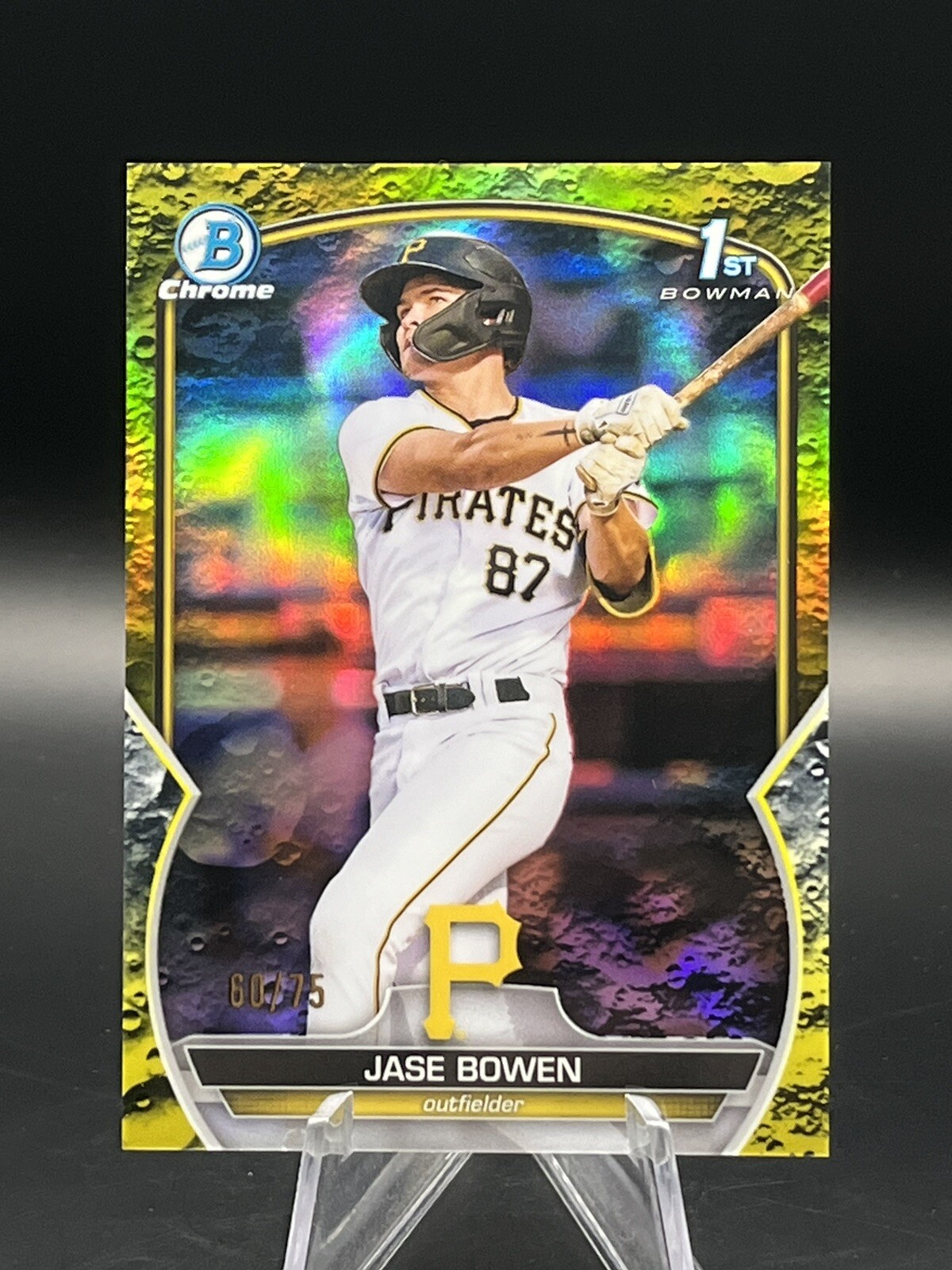 Jase Bowen 2023 Bowman Chrome Yellow Lunar Crater /75 BCP-146 Pittsburgh Pirates