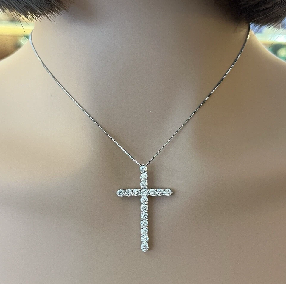 天然钻石十字架吊坠项链 2.02 克拉 18k 白金/板-HM2665SA