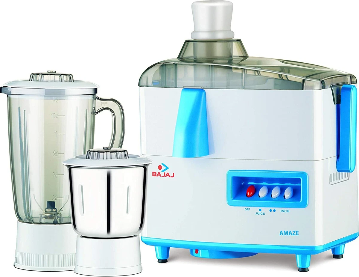 Bajaj Amaze Juicer Mixer Grinder,SS & Plastic (White and Blue),450 Watt,  230 V