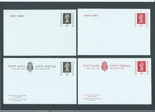 Postal Stationery 1968/70 4x QEII 4d sepia & scarlet Postcards & Reply Postcards