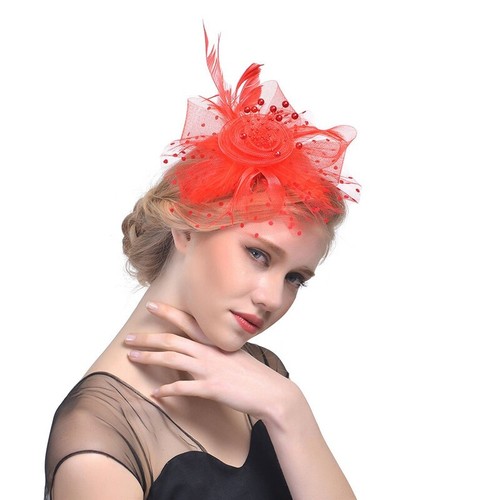 Mini Top Hat Fascinator Royal Ascot Race Flower Hair Clip Feathers Small Wedding - Picture 11 of 30