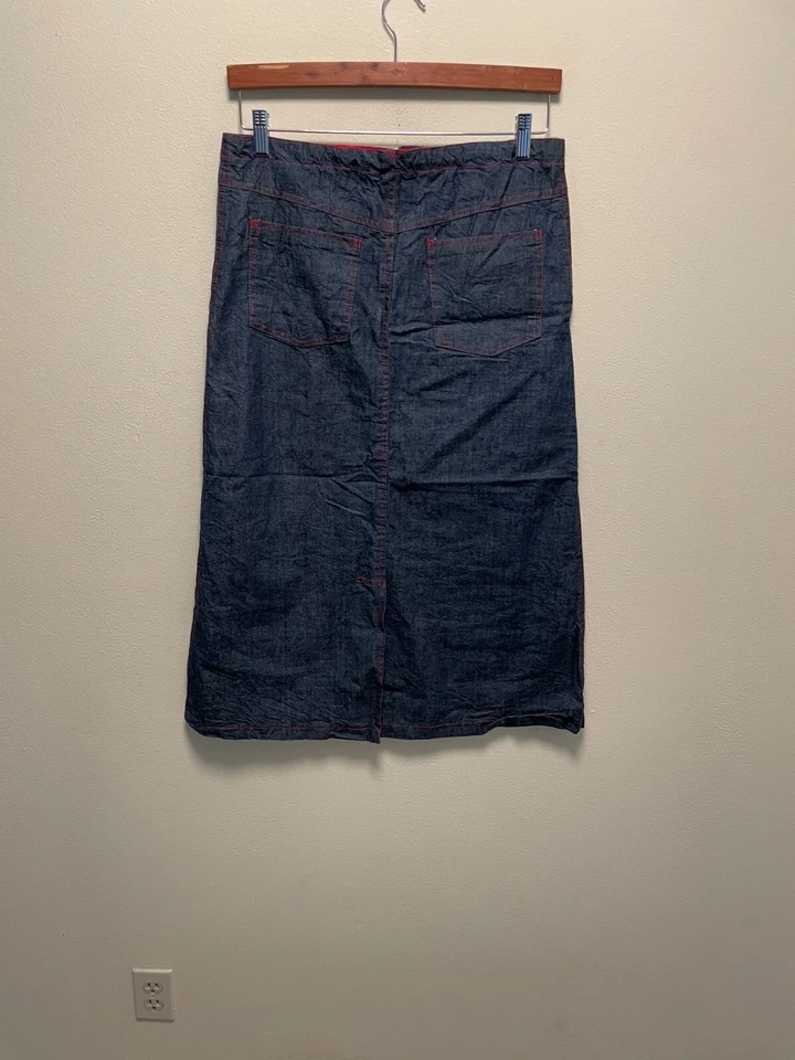 Falda vintage hecha a mano para mujer talla mediana denim con cordón relajado Lagenlook años 90 Foto 2 de 4