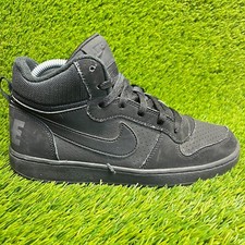 Nike Court Borough Mid Boys Size 7Y Triple Black Basketball Shoes Sneakers