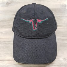 Longhorn Logo Hat Cap Strap Back Black Mesh Adjustable Embroidered
