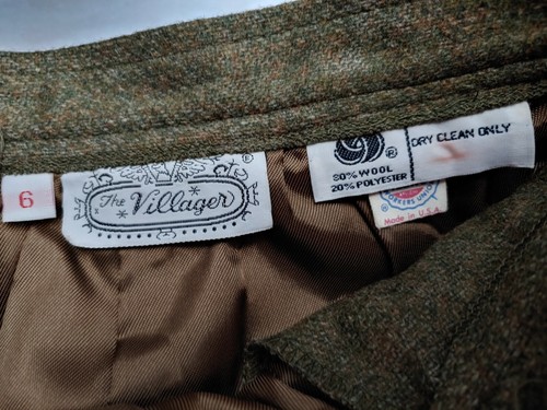Vintage NOS Villager Wool Blend Midi Length Lined Skirt Sz 6 Olive Hunter Green - Picture 4 of 8