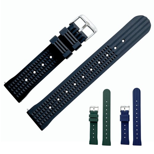 Watch Strap Soft Silicone Rubber Waffle Dive Band Quick Release 20mm 22mm UK