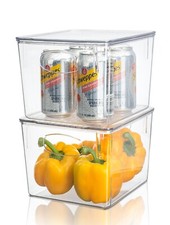 Sorbus Clear Plastic Storage Bins w Lid Containers for Organizing Kitchen Fridge