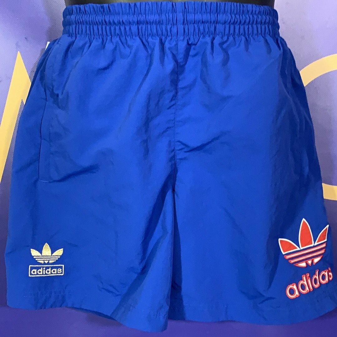 Men’s Small Adidas Shorts Blue Vintage Retro Large Flower Red Gold