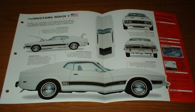 1973 Mustang Mach 1 Spec Sheet Brochure Poster Print Photo Info 73 I