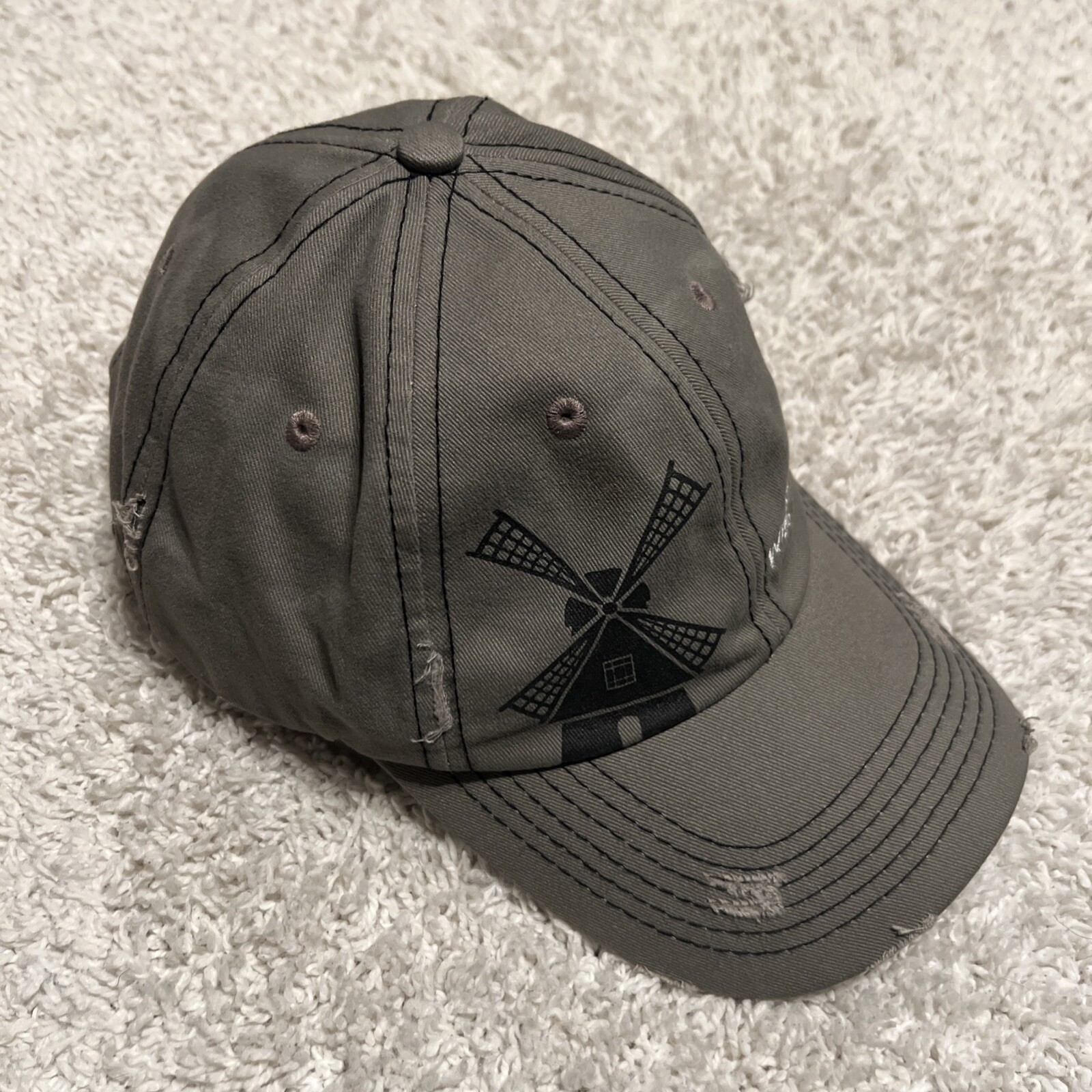 Windmill Brewing Hat Cap Strap Back Gray Distress… - image 3