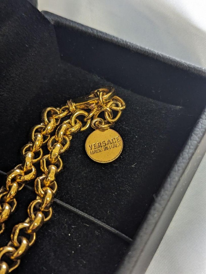 Versace Medusa Swarovski Pendant Top Gold Chain Necklace Authentic eBay
