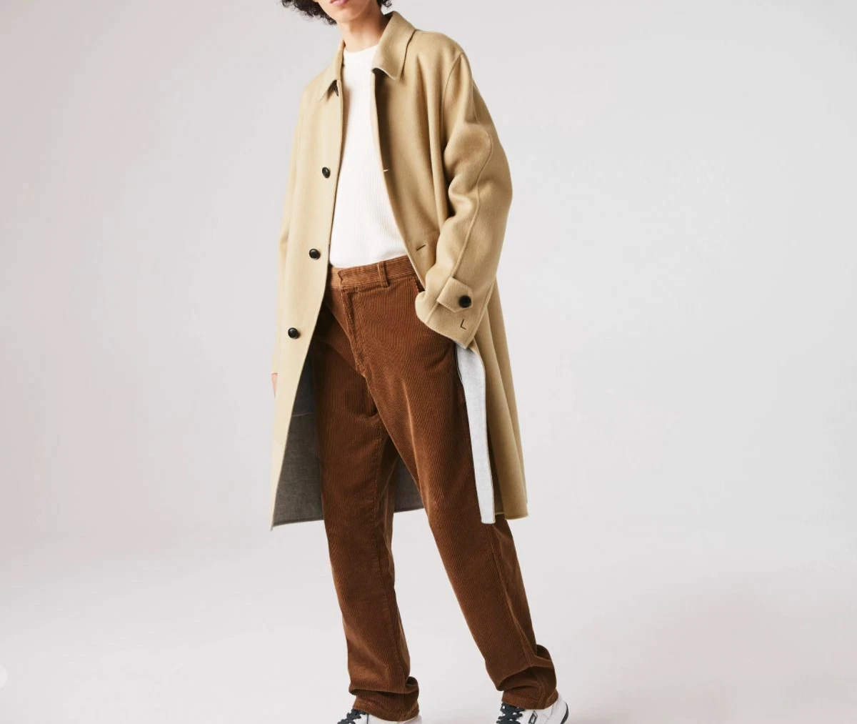 LACOSTE MENS LONG WOOL BLEND STRAIGHT CUT COAT SIZE 50 LARGE RRP