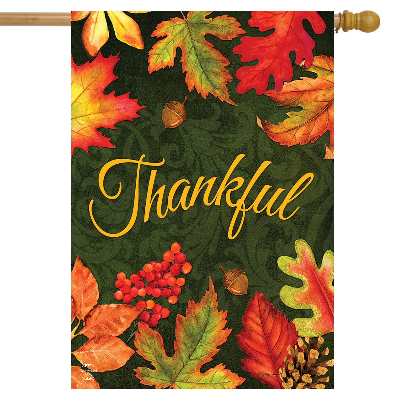 Thankful Leaves Autumn House Flag Fall Thanksgiving 28" x 40" Briarwood Lane