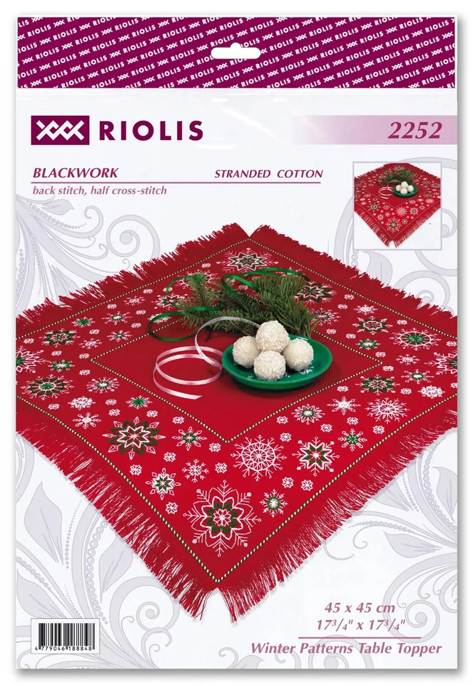 RIOLIS Counted Cross Stitch Kit 2252 Winter Pattern Table Topper- Red Tablecloth - Image 2 of 4