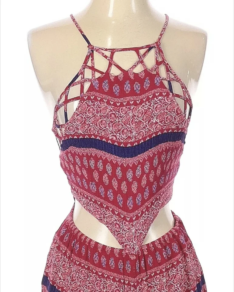 Mameluco LF Millau Rojo Estampado Bandana Boho Recortado XS NUEVO CON ETIQUETAS Foto 2 de 4