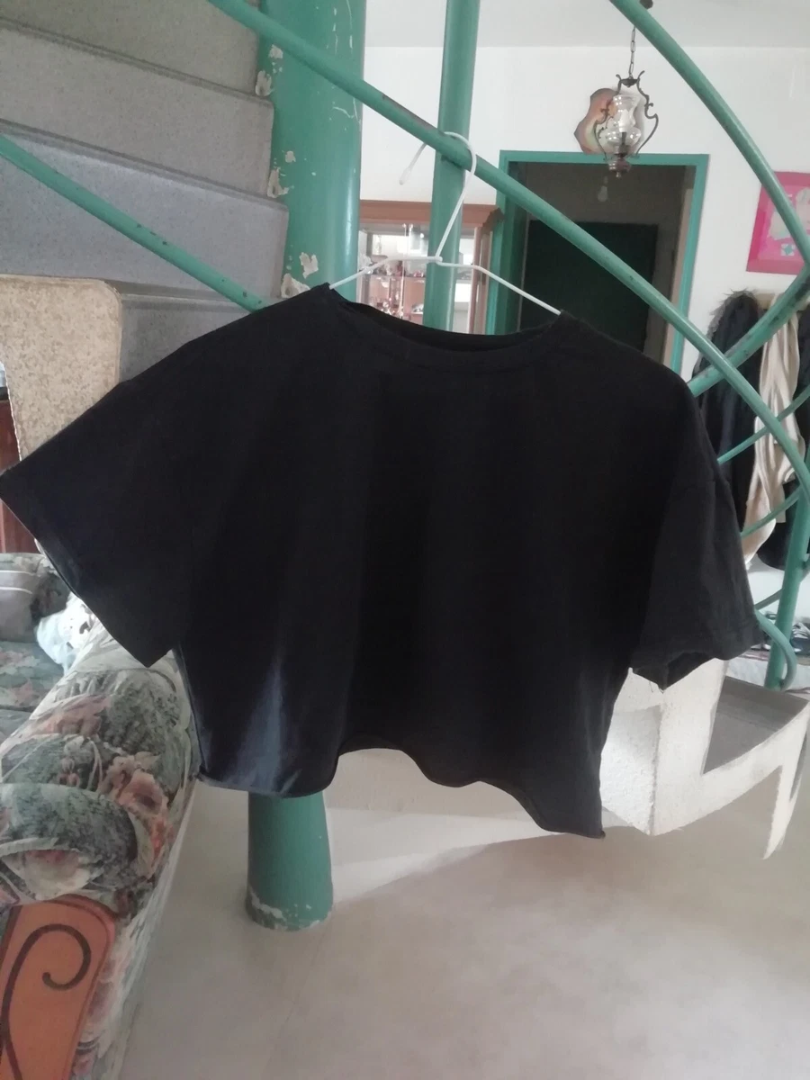 T-shirt Cropped SheIn Fille - Noir, Taille 10-11 Ans (Excellent état)