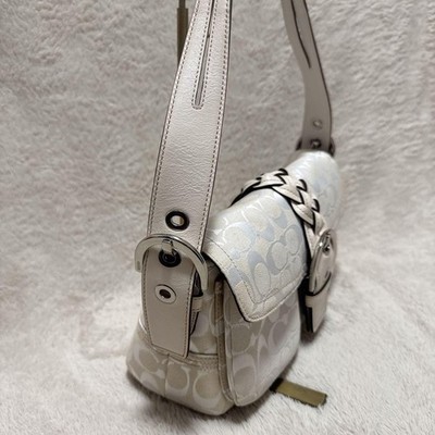 Coach Soho Signature One-Shoulder Bag Off-White Canvas Shipped