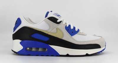 Nike Air Max 90 PRM Sneaker UK 9 Weiß Khaki Racer Blau HF3449-100