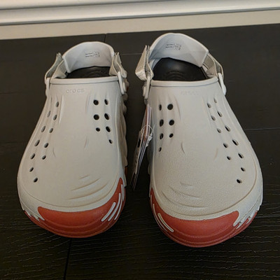 Crocs Echo Icy Ro Clog Men's US 11 Gray/Red Slip-On Rubber 211458-1FT