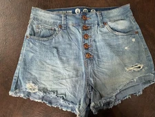 Size 5/27 REWASH Super High Rise Wedge Vintage Reunion Jean Shorts Button Fly