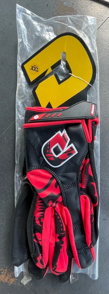 Luvas de beisebol Demarini Voodoo Batting pretas vermelhas masculinas XXL softbol novas raras - Imagem 4 de 4