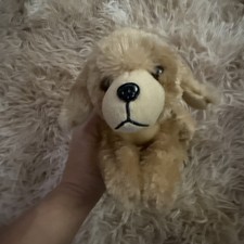 Plush Light Brown Laying Down Dog Stuffed Animal Toy 10 Inches