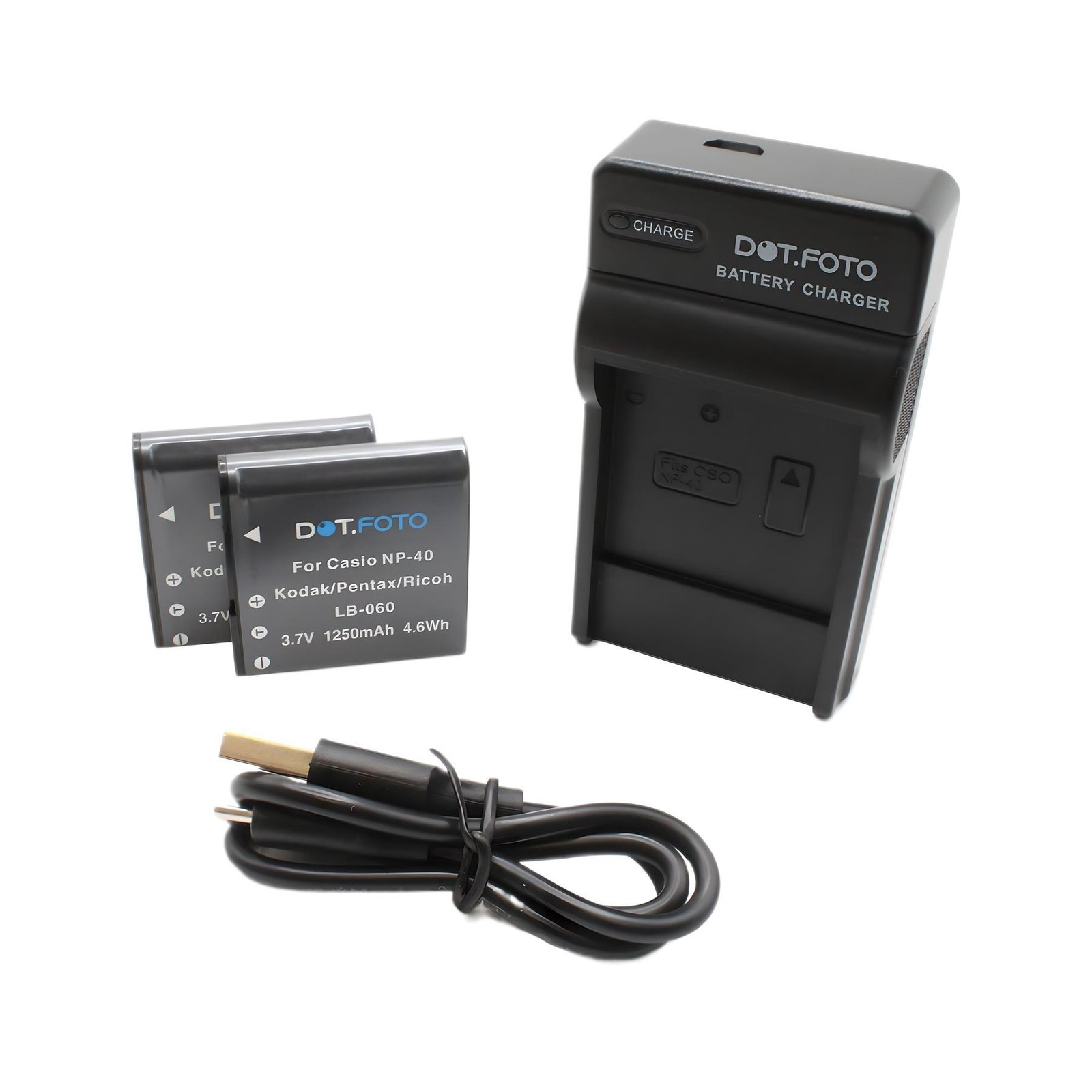 2x LB-060 Premium 1250mAh Battery & USB Battery Charger for Pentax XG-1