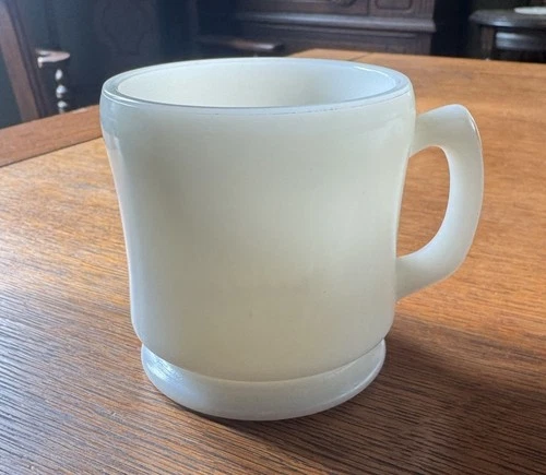 Vintage Hazel Atlas Footed Milk Glass Coffee Mug Solid Substantial Weight