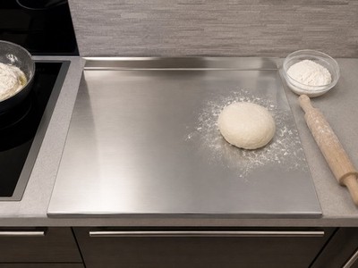 Pizzateigplatte Edelstahl AISI 304 mit Matte Made in Italy