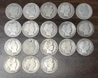 Lot Of 18 Barber Silver Half Dollars, mixed dates including a 1913-D, $9.00 roll