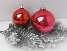 Vintage Red/Pink ? Glass Christmas Ornaments Lot of 2 Made in USA