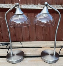 Modern Table Lamps Set of 2 – Brushed Metal & Glass – E14
