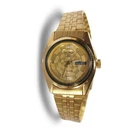 Seiko 5 Automatic Wrist Watch Women OS Gold Tone Day Date 4206-0660 Vintage