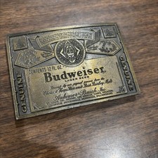 Genuine Budweiser Bud Vtg Advertising Anheuser Busch King Beer Belt Buckle READ