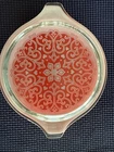 Vintage 1970 Pyrex RED CELTIC FLORAL Pattern #473 Casserole 1 Qt w/470 Lid