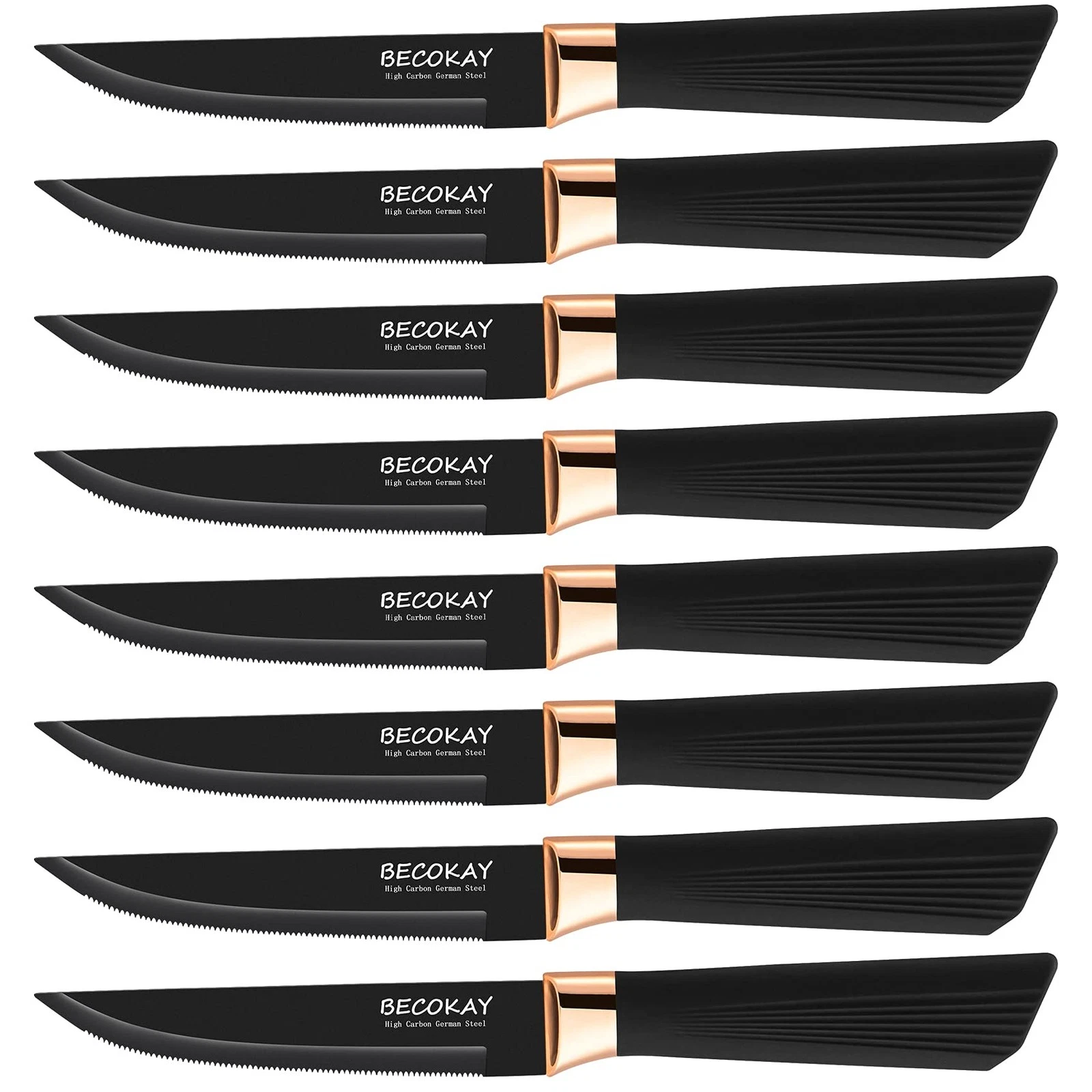 Steak Knives Set of 8, German Steel Serrated Steak Knives with Ergonomically ...