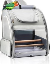 Bird Carrier Backpack Pet Travel Cage W/ Upgraded Tray Standing Perches