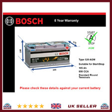 AGM Battery fits PORSCHE PANAMERA 09 to 23 Stop Start Bosch 020 AGM 950A 105Ah