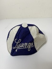 Vintage Childs Lessenger Wool Felt Baseball Cap Blue White Color Block